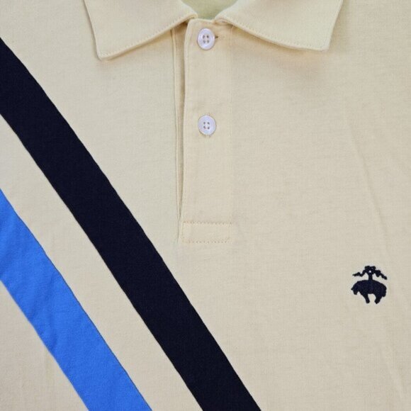 Brooks Brothers Polo Shirt 100% Cotton Striped Short Sleeve Men's Size M Yellow - Picture 7 of 10